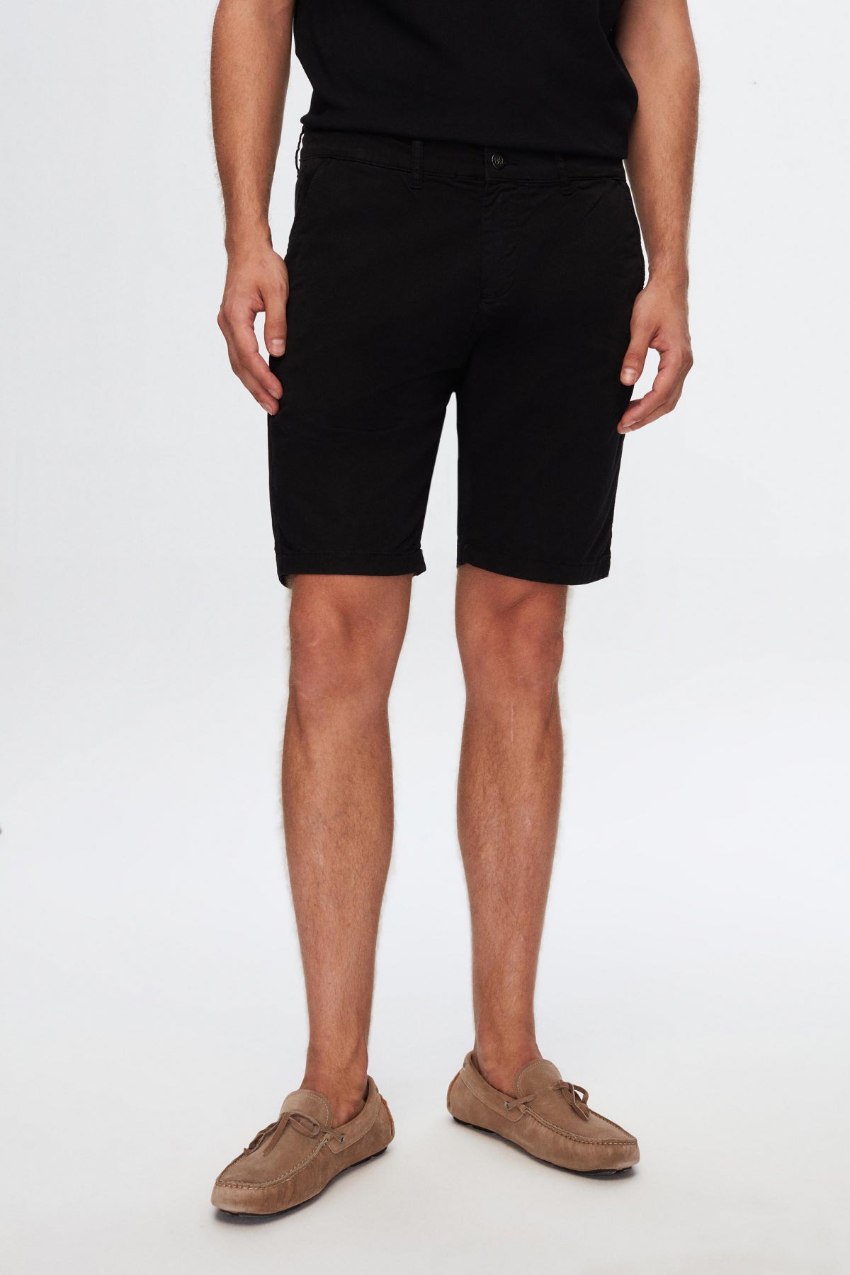 Ds Damat Slim Fit Side Pocket Cotton Chino Shorts  - Black