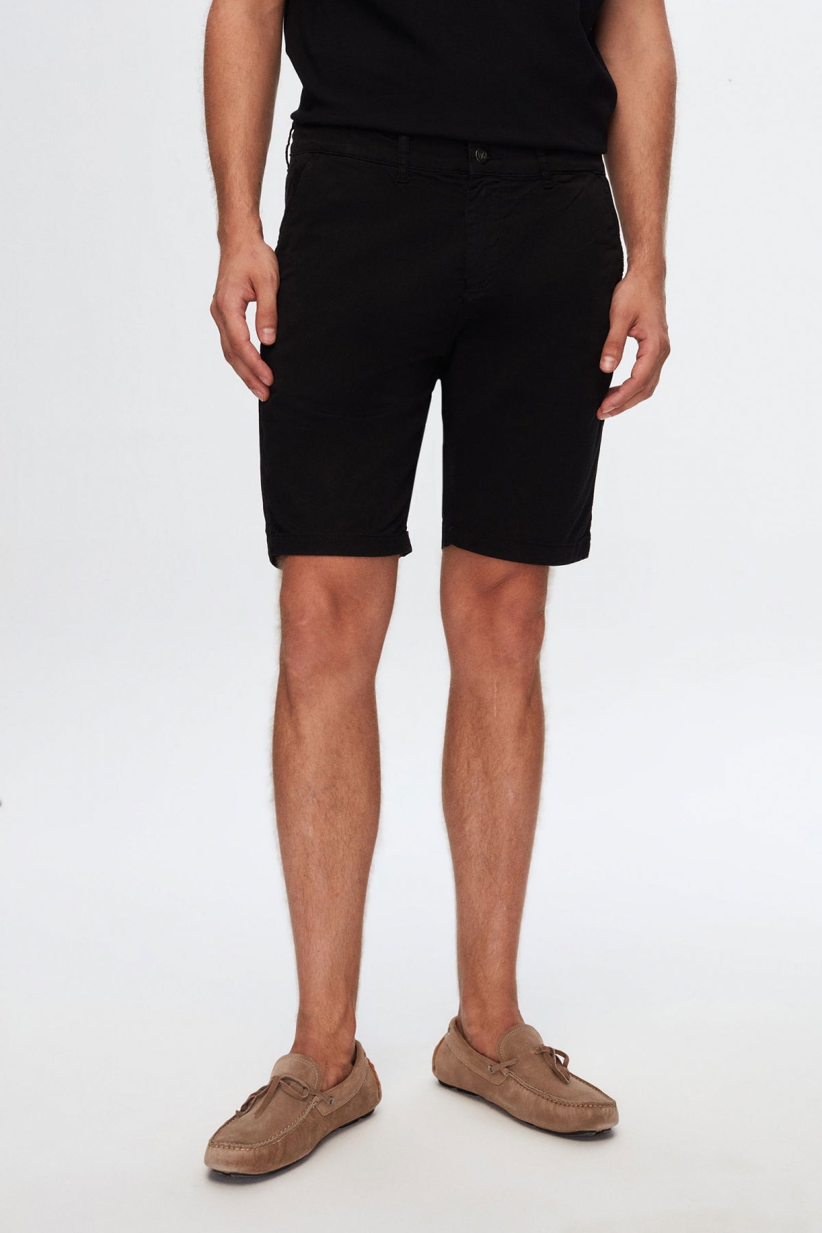 Ds Damat Slim Fit Side Pocket Cotton Chino Shorts  - Black