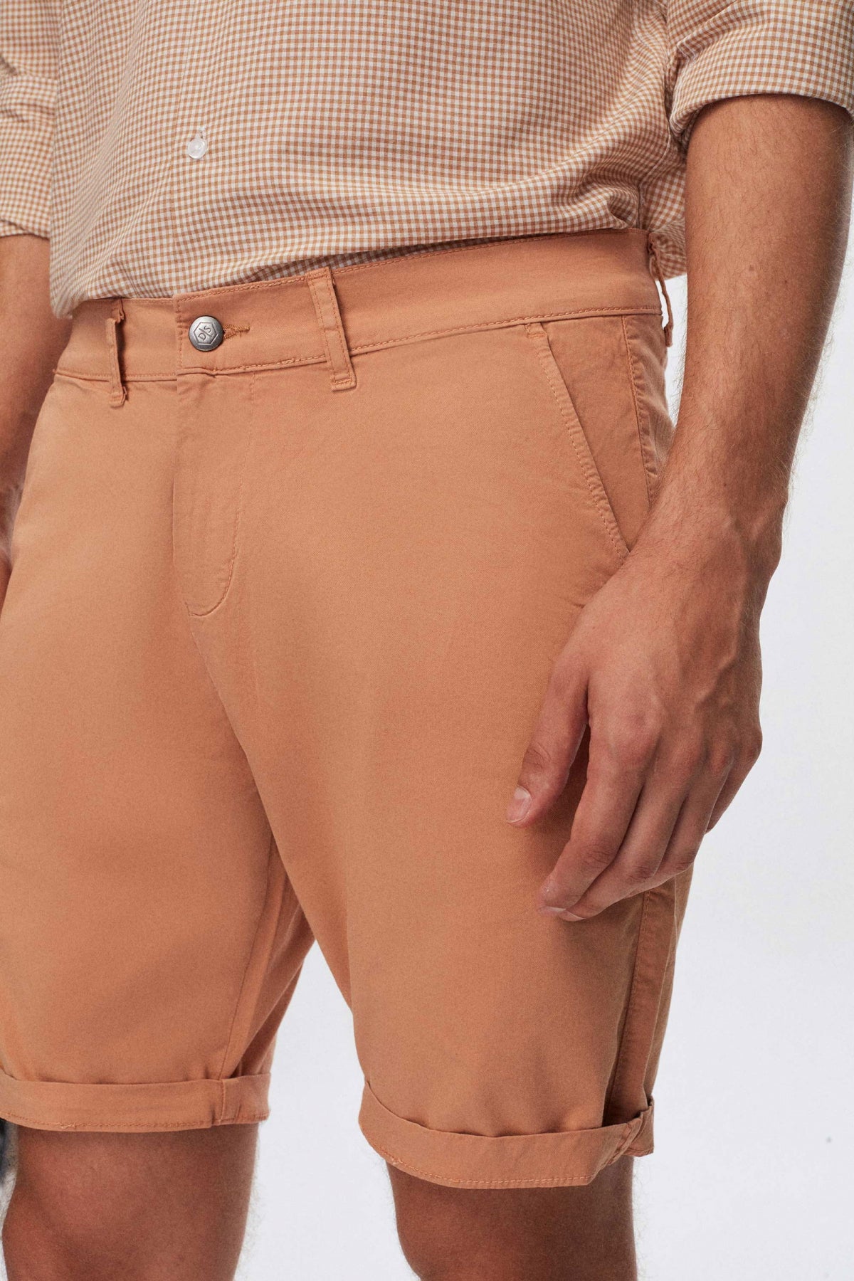 Ds Damat Slim Fit Side Pocket Cotton Chino Shorts  - Camel