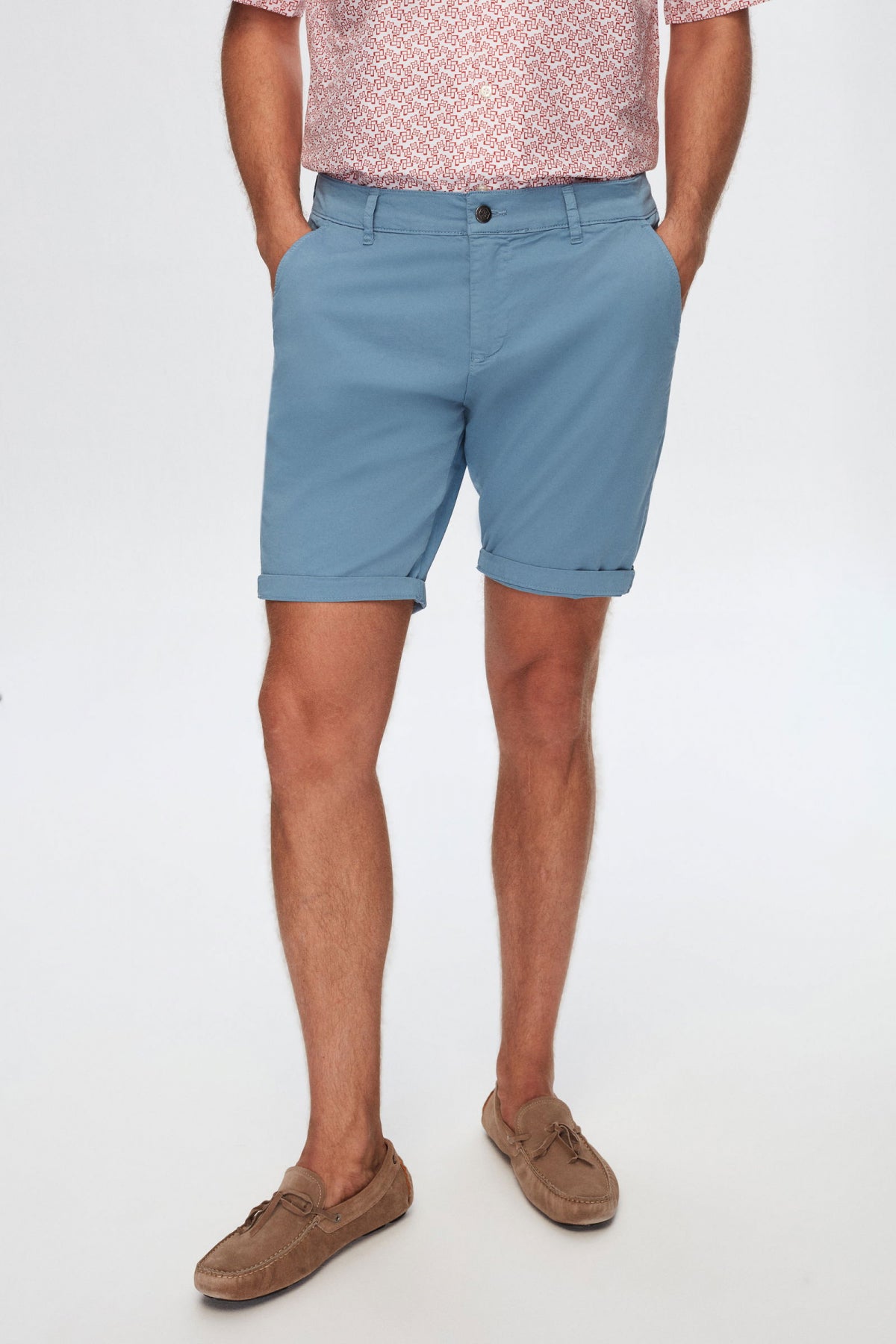 Ds Damat Slim Fit Side Pocket Cotton Chino Shorts  - Indigo