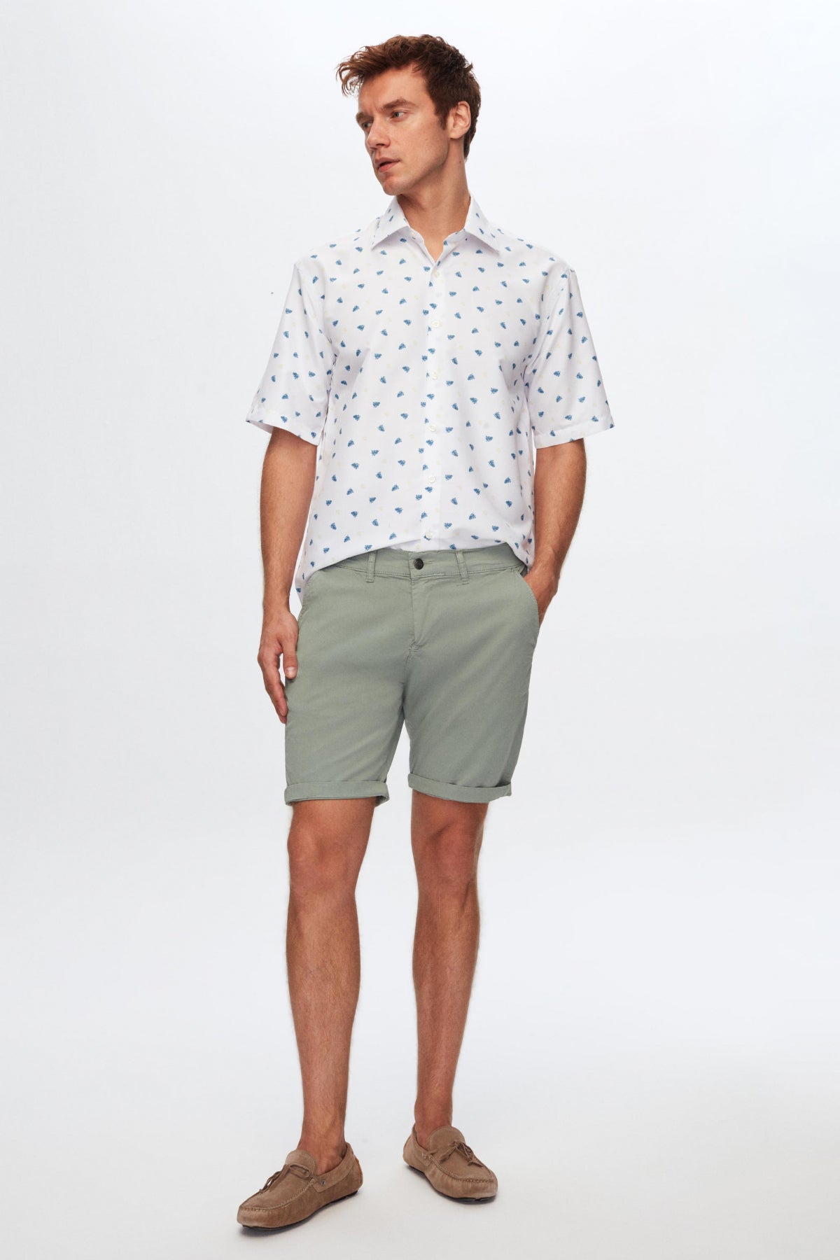 Ds Damat Slim Fit Side Pocket Cotton Chino Shorts  - Mint