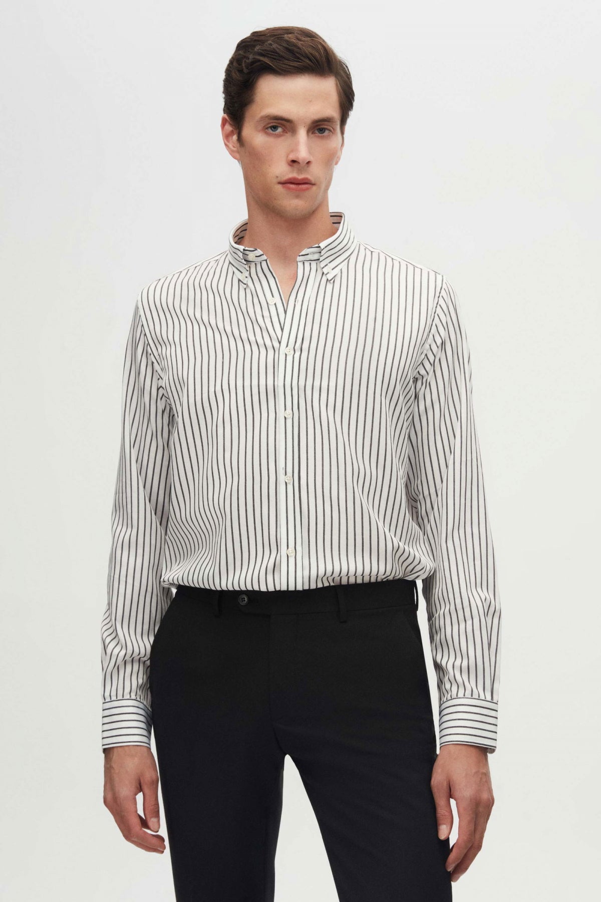Ds Damat Slim Fit Striped Shirt  - Black