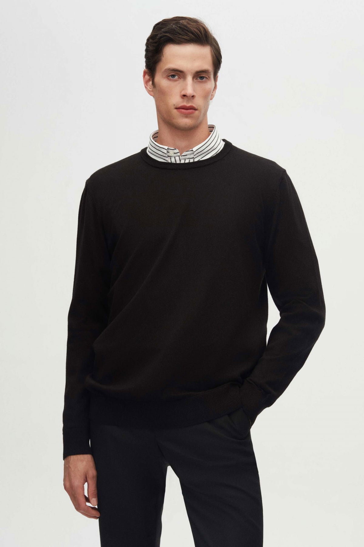 Ds Damat Slim Fit Striped Shirt  - Black