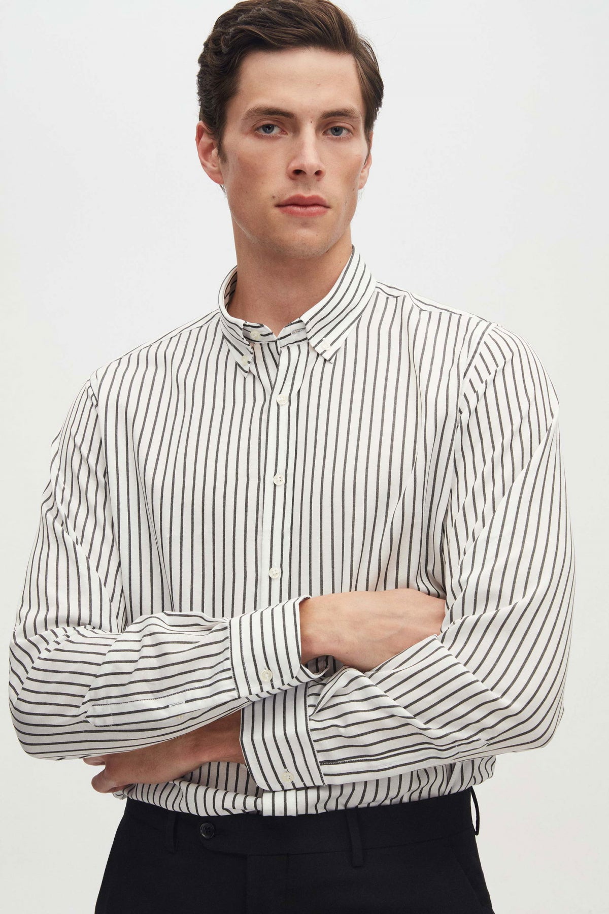 Ds Damat Slim Fit Striped Shirt  - Black