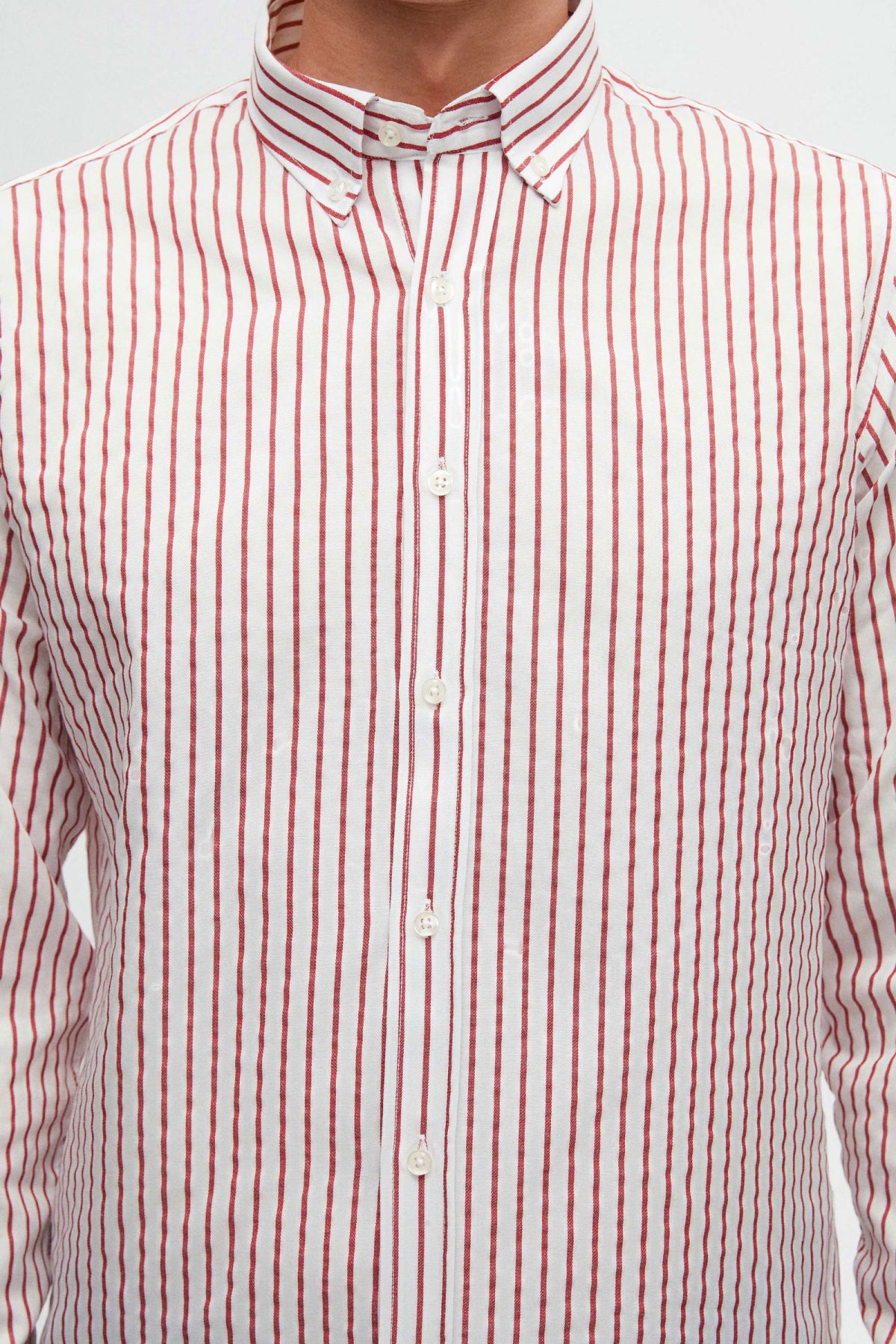 Ds Damat Slim Fit Striped Shirt  - Brick