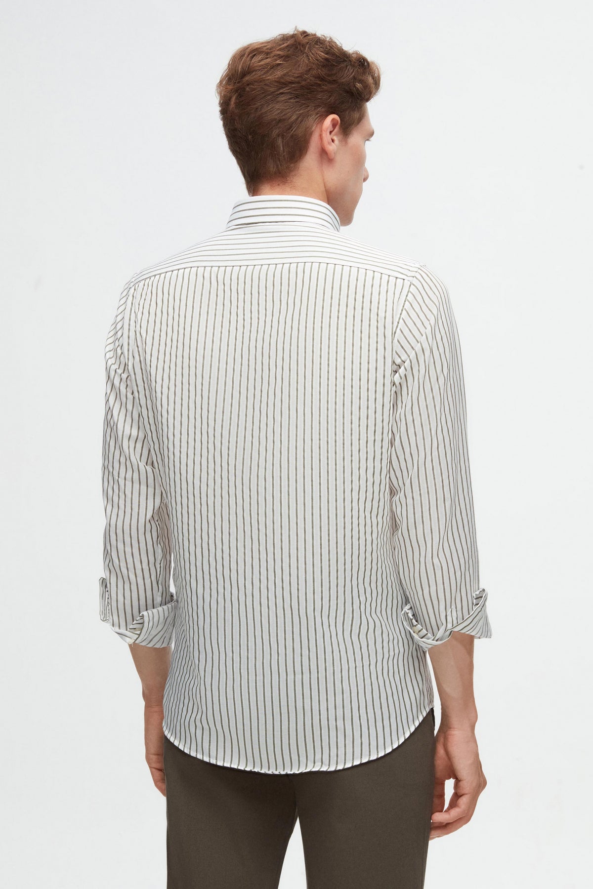Ds Damat Slim Fit Striped Shirt  - Green