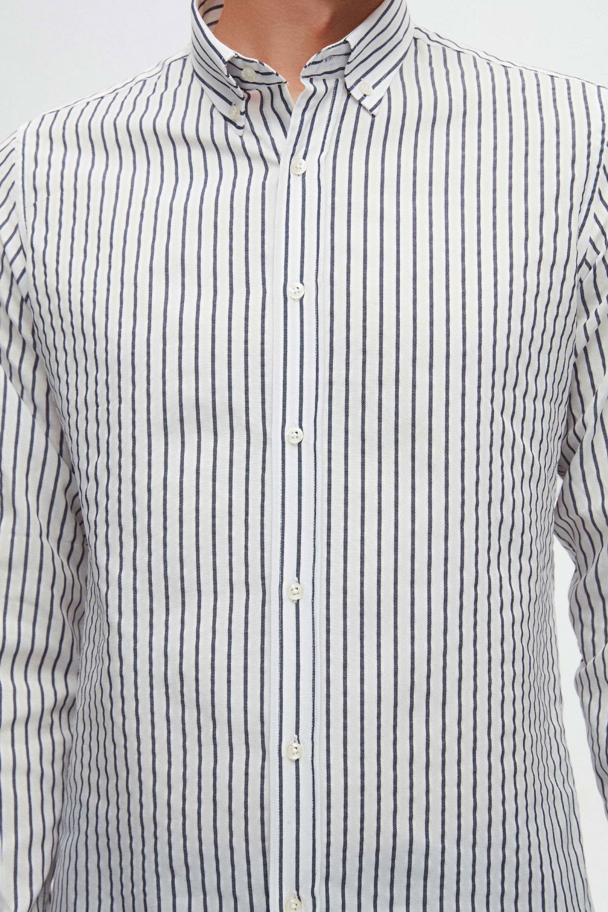 Ds Damat Slim Fit Striped Shirt  - Light Blue