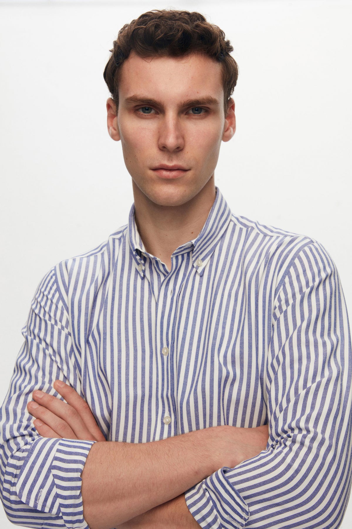 Ds Damat Slim Fit Striped Shirt  - Navy Blue