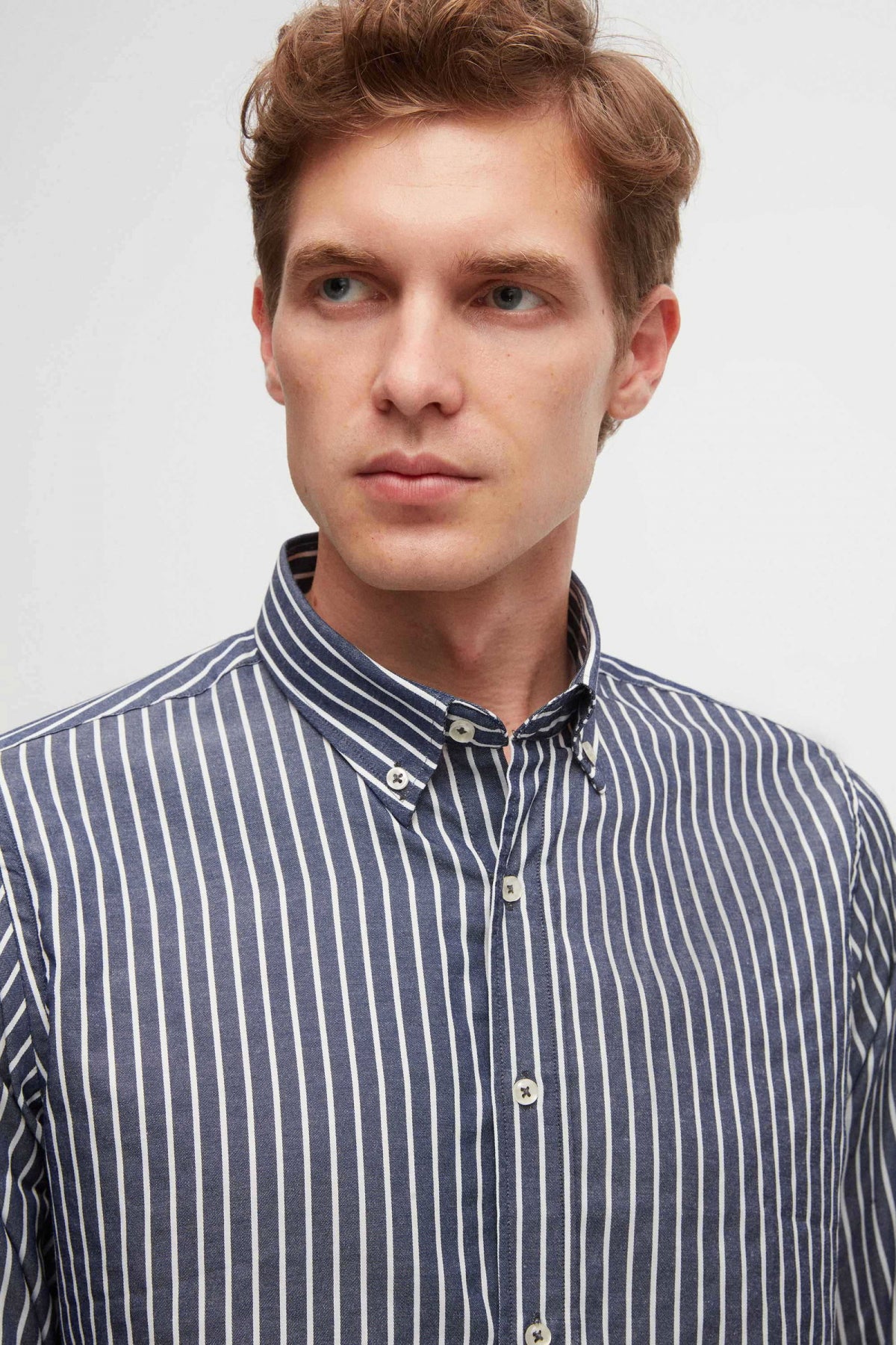 Ds Damat Slim Fit Striped Shirt  - Navy Blue