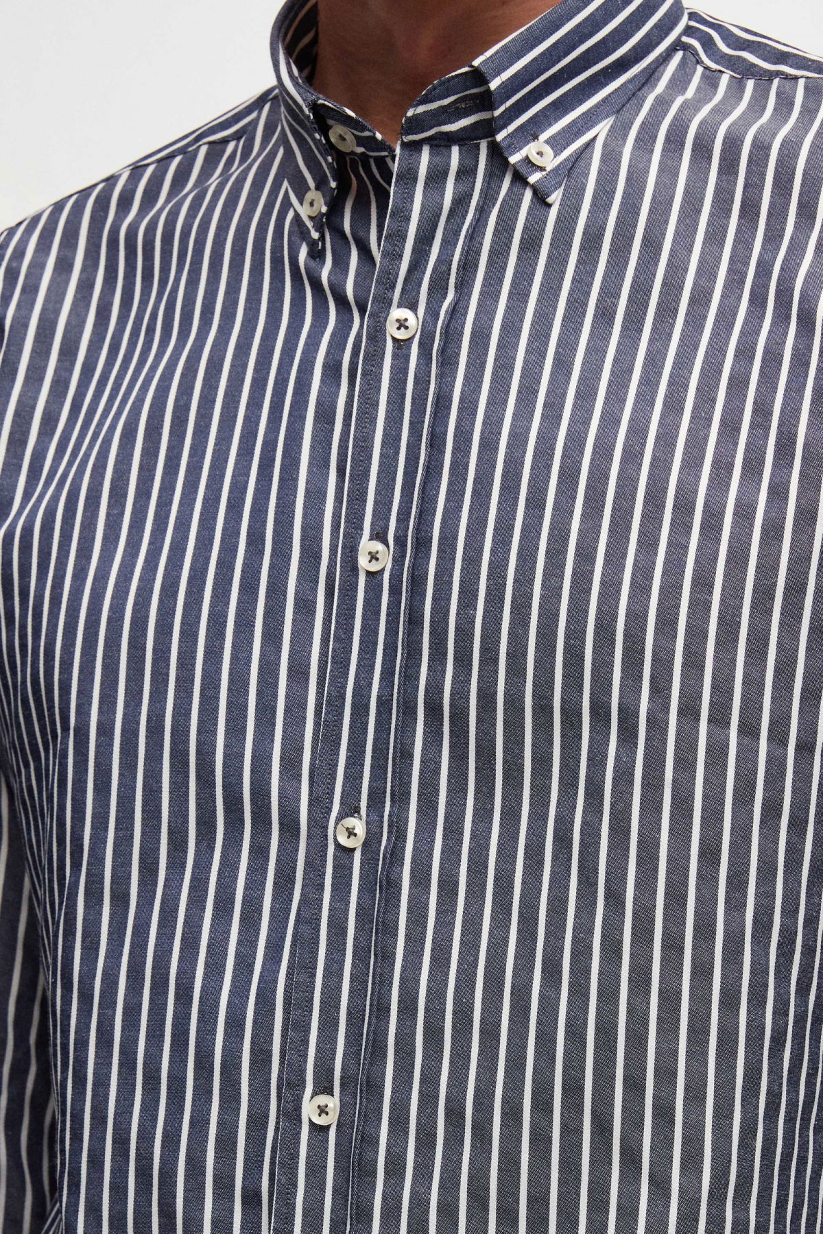 Ds Damat Slim Fit Striped Shirt  - Navy Blue