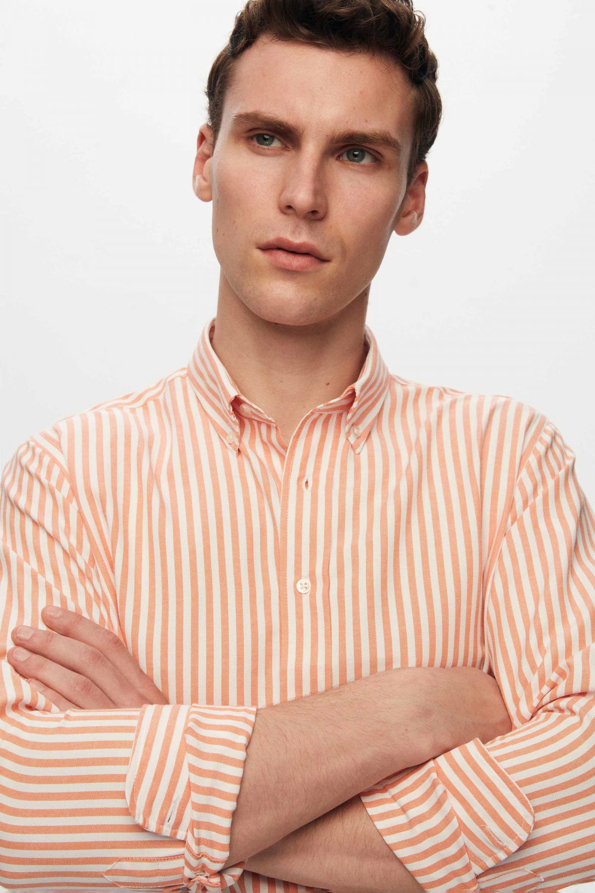 Ds Damat Slim Fit Striped Shirt  - Orange