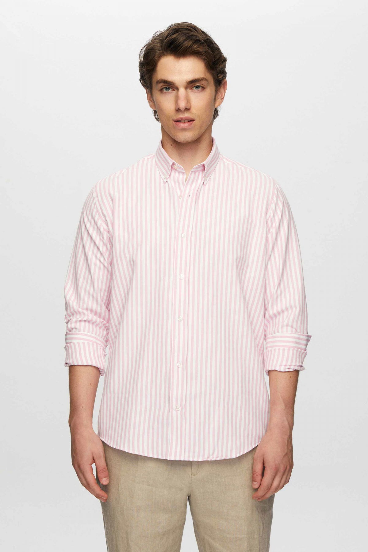 Ds Damat Slim Fit Striped Shirt  - Pink