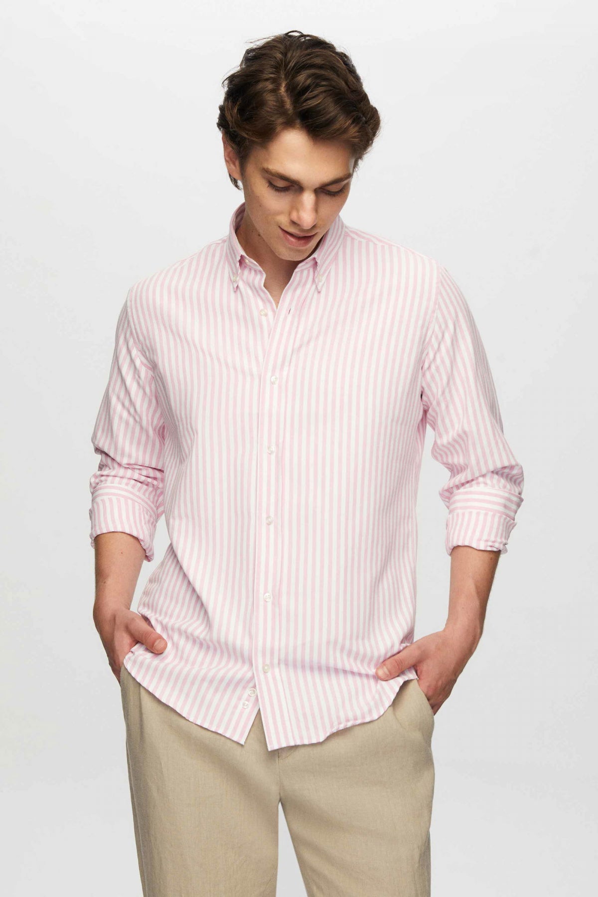 Ds Damat Slim Fit Striped Shirt  - Pink