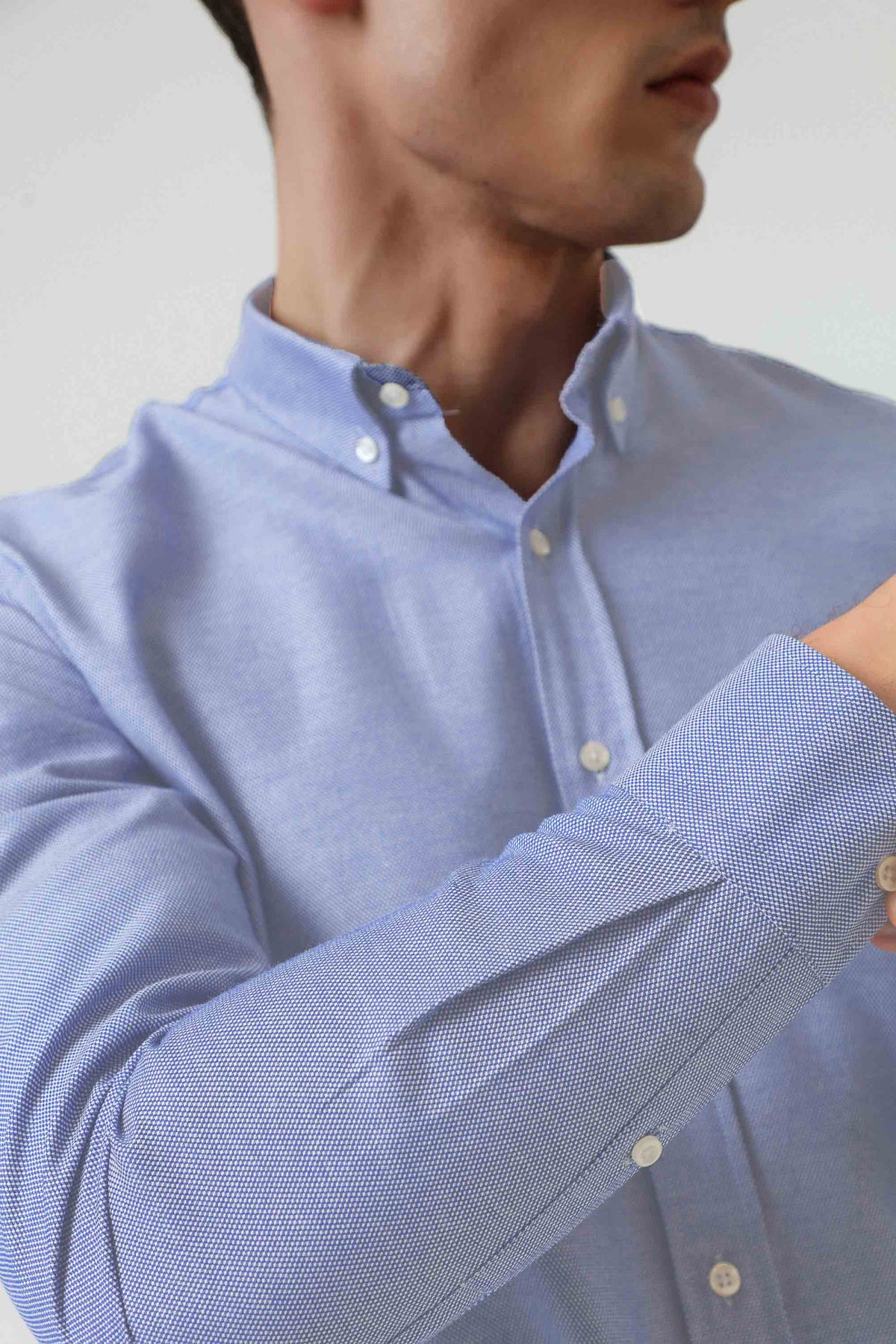 Ds Damat Slim Fit Textured Button-Down Cotton Shirt  - Blue