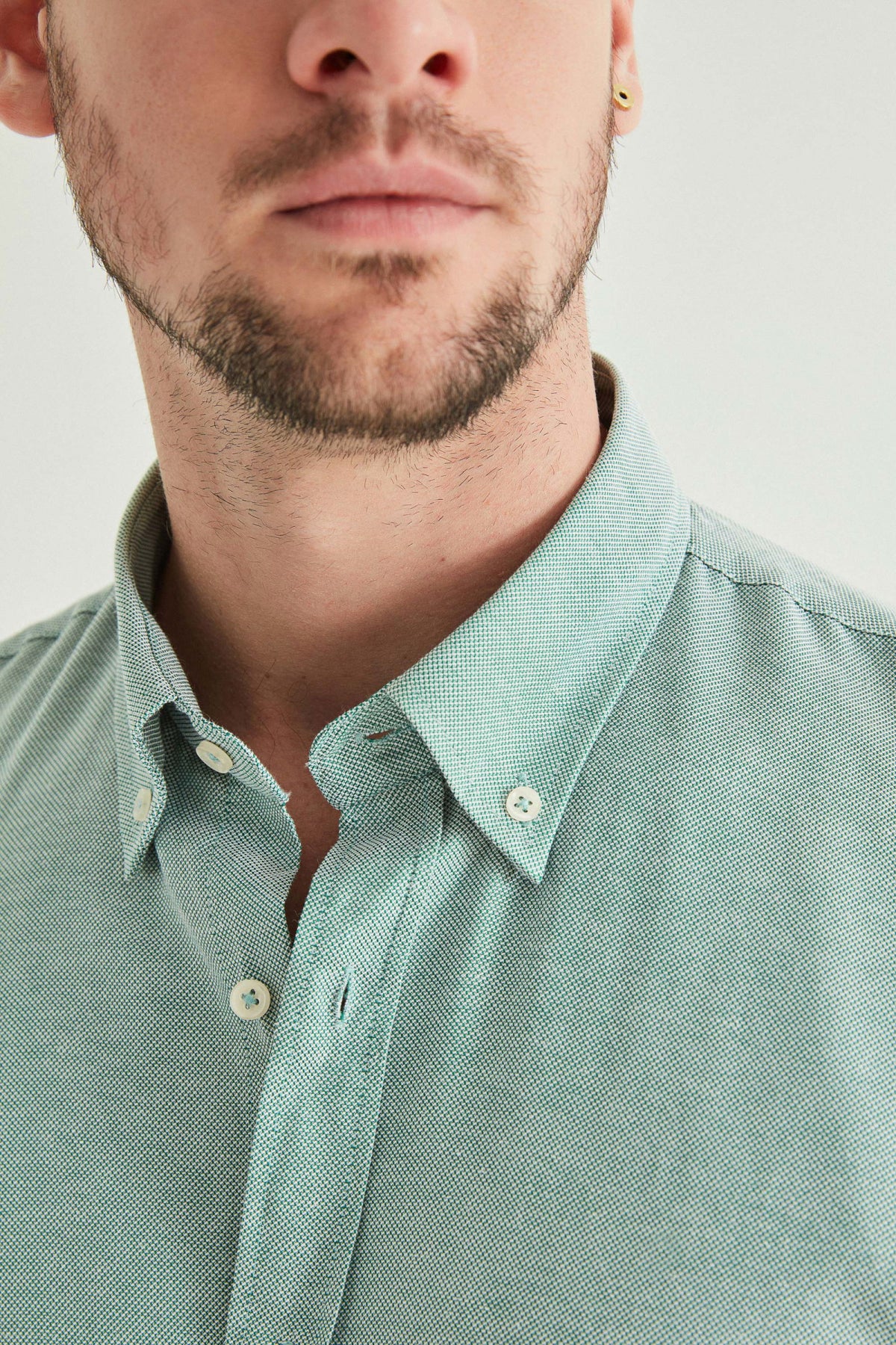 Ds Damat Slim Fit Textured Button-Down Cotton Shirt  - Green