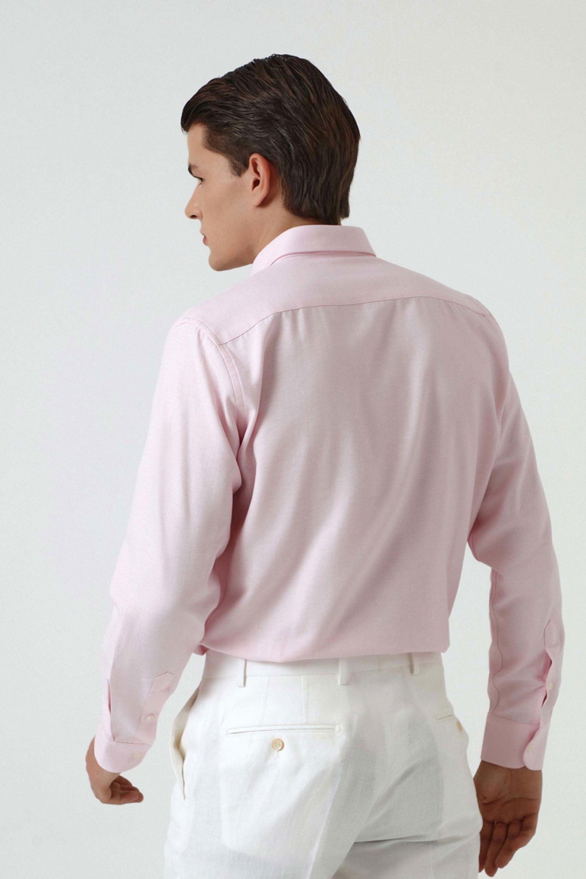 Ds Damat Slim Fit Textured Button-Down Cotton Shirt  - Pink