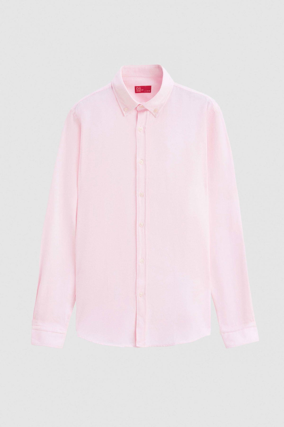 Ds Damat Slim Fit Textured Button-Down Cotton Shirt  - Pink