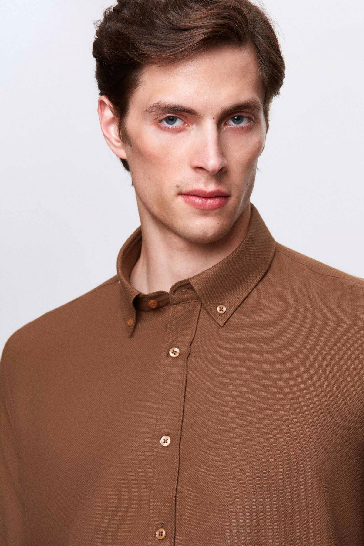 Ds Damat Slim Fit Textured Button-Down Cotton Shirt  - Taupe