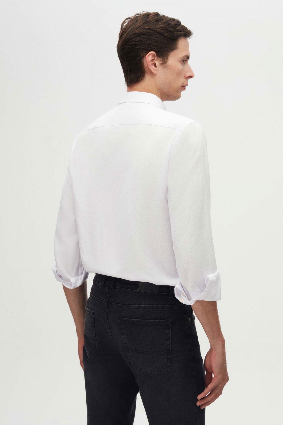 Ds Damat Slim Fit Textured Button-Down Cotton Shirt  - White