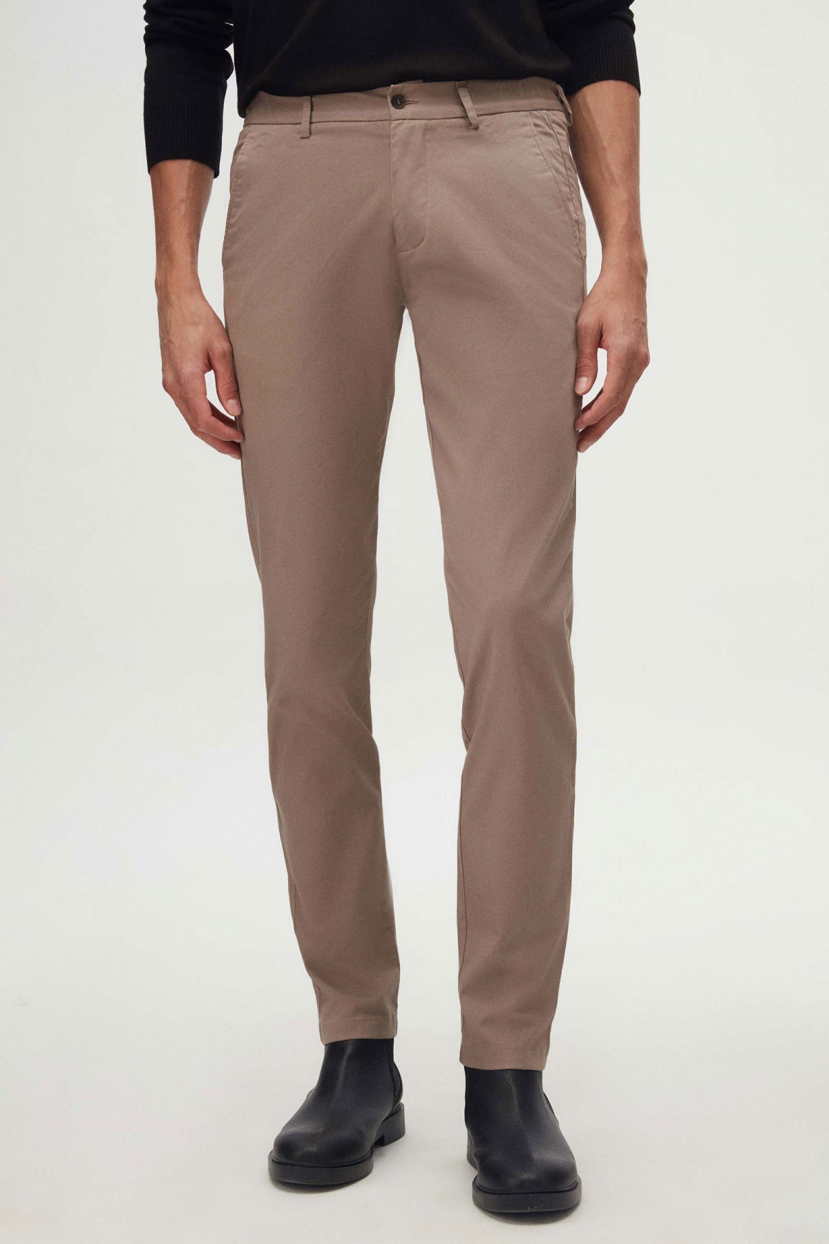 Ds Damat Slim Fit Textured Elastic Waist Stretchable Side Pocket Chino Pants  - Beige