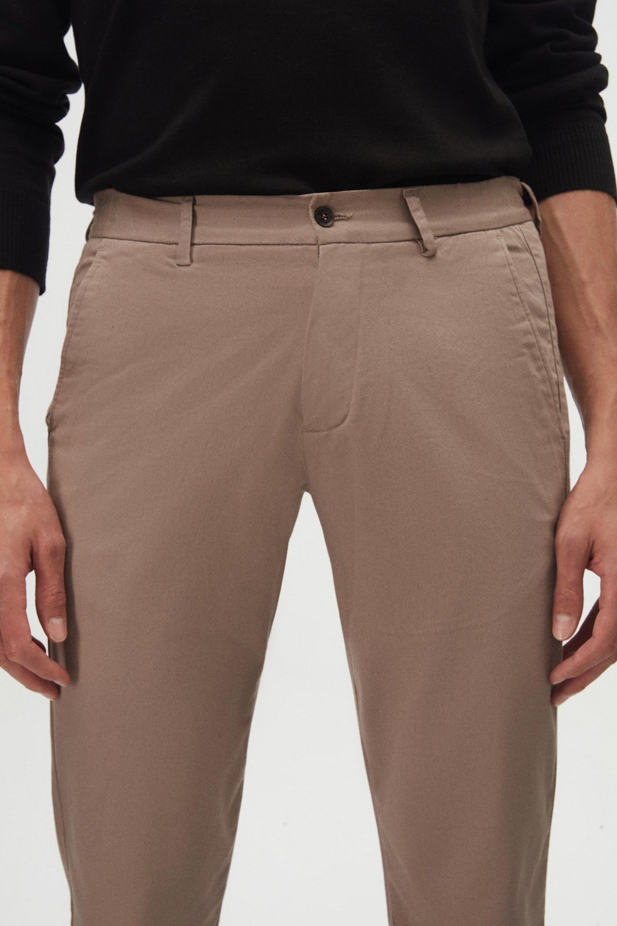 Ds Damat Slim Fit Textured Elastic Waist Stretchable Side Pocket Chino Pants  - Beige