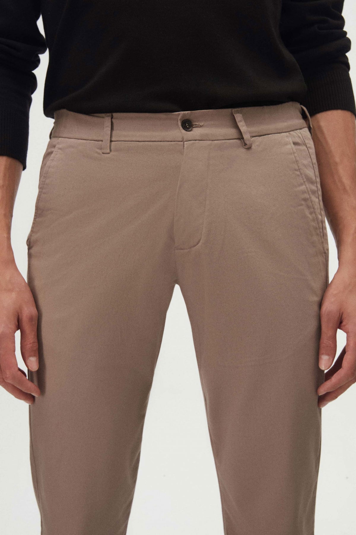 Ds Damat Slim Fit Textured Elastic Waist Stretchable Side Pocket Chino Pants  - Beige