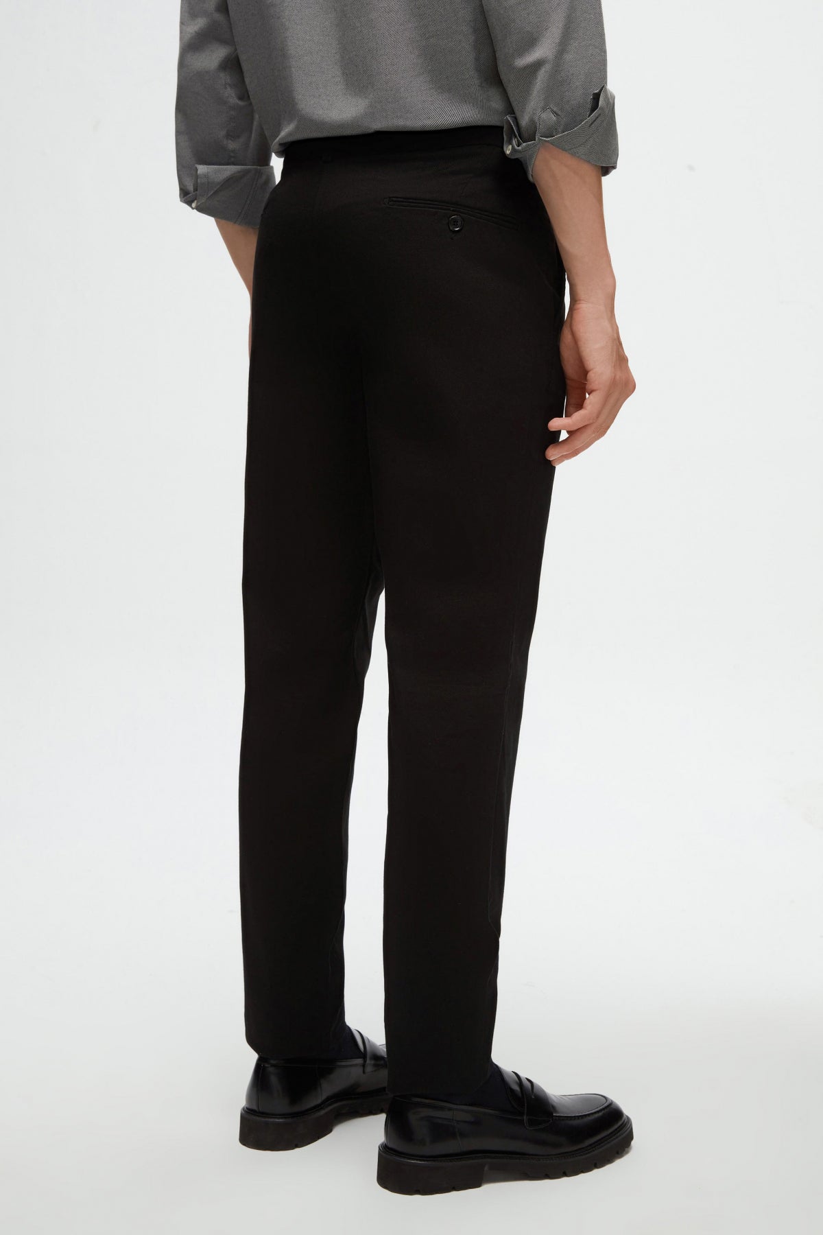 Ds Damat Slim Fit Textured Elastic Waist Stretchable Side Pocket Chino Pants  - Black