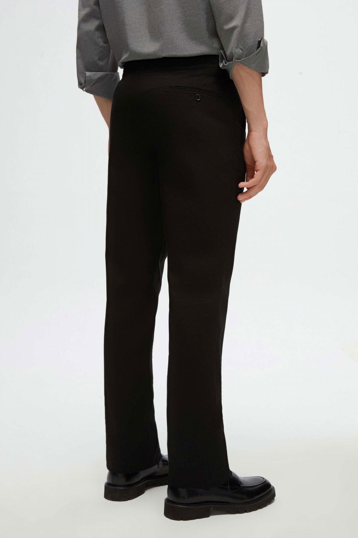 Ds Damat Slim Fit Textured Elastic Waist Stretchable Side Pocket Chino Pants  - Black