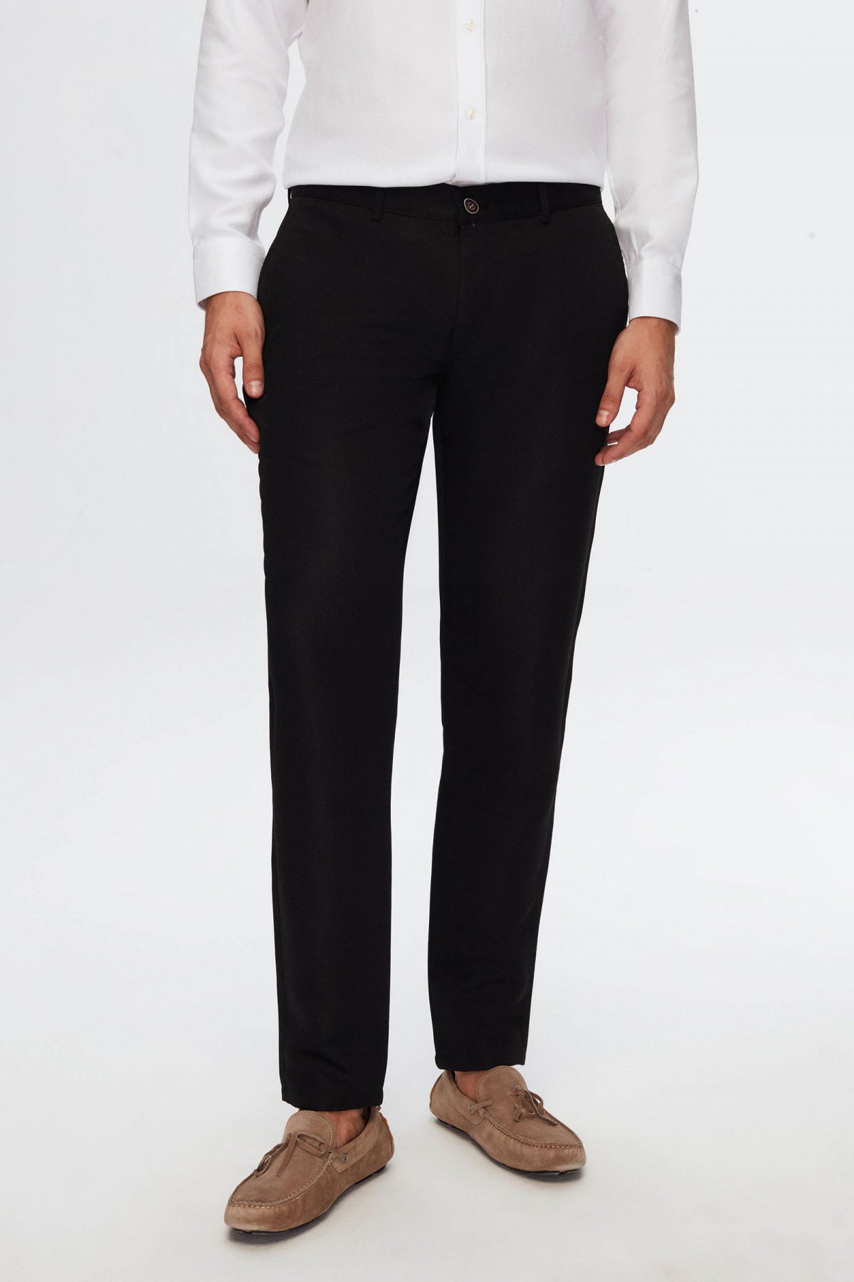 Ds Damat Slim Fit Textured Side Pocket Cotton Chino Pants  - Black