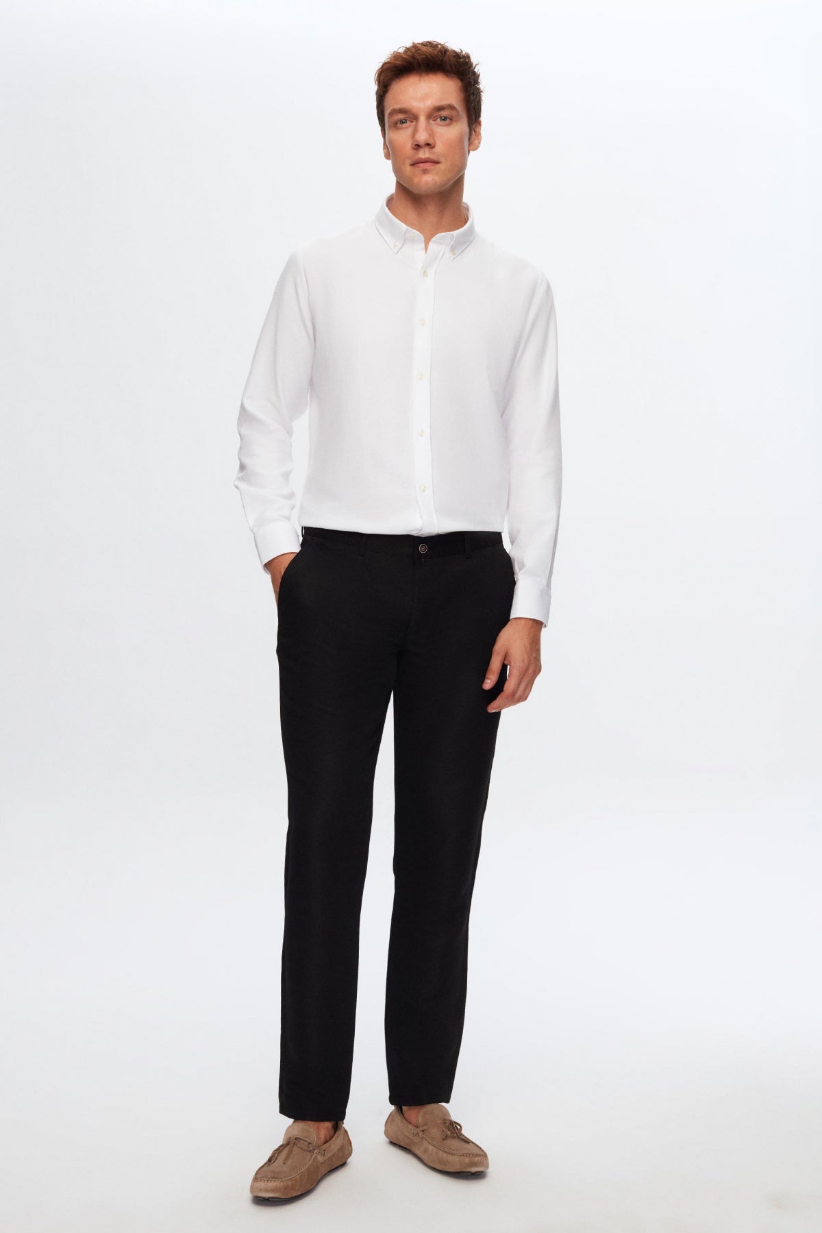 Ds Damat Slim Fit Textured Side Pocket Cotton Chino Pants  - Black