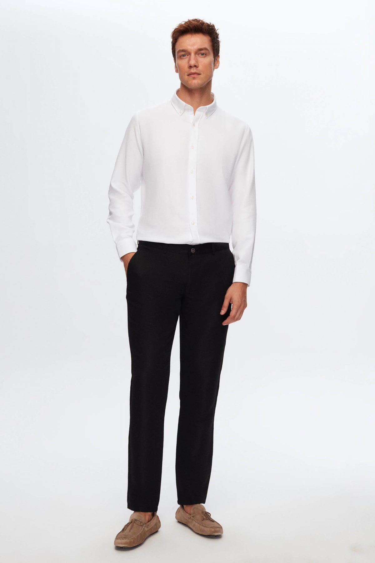 Ds Damat Slim Fit Textured Side Pocket Cotton Chino Pants  - Black