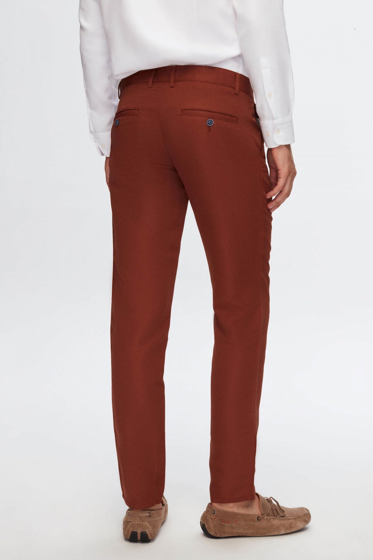Ds Damat Slim Fit Textured Side Pocket Cotton Chino Pants  - Cinnamon