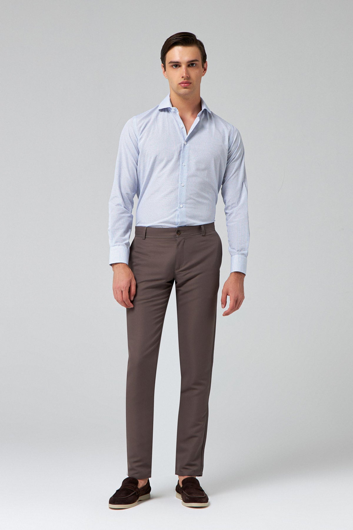 Ds Damat Slim Fit Textured Side Pocket Cotton Chino Pants  - Gray