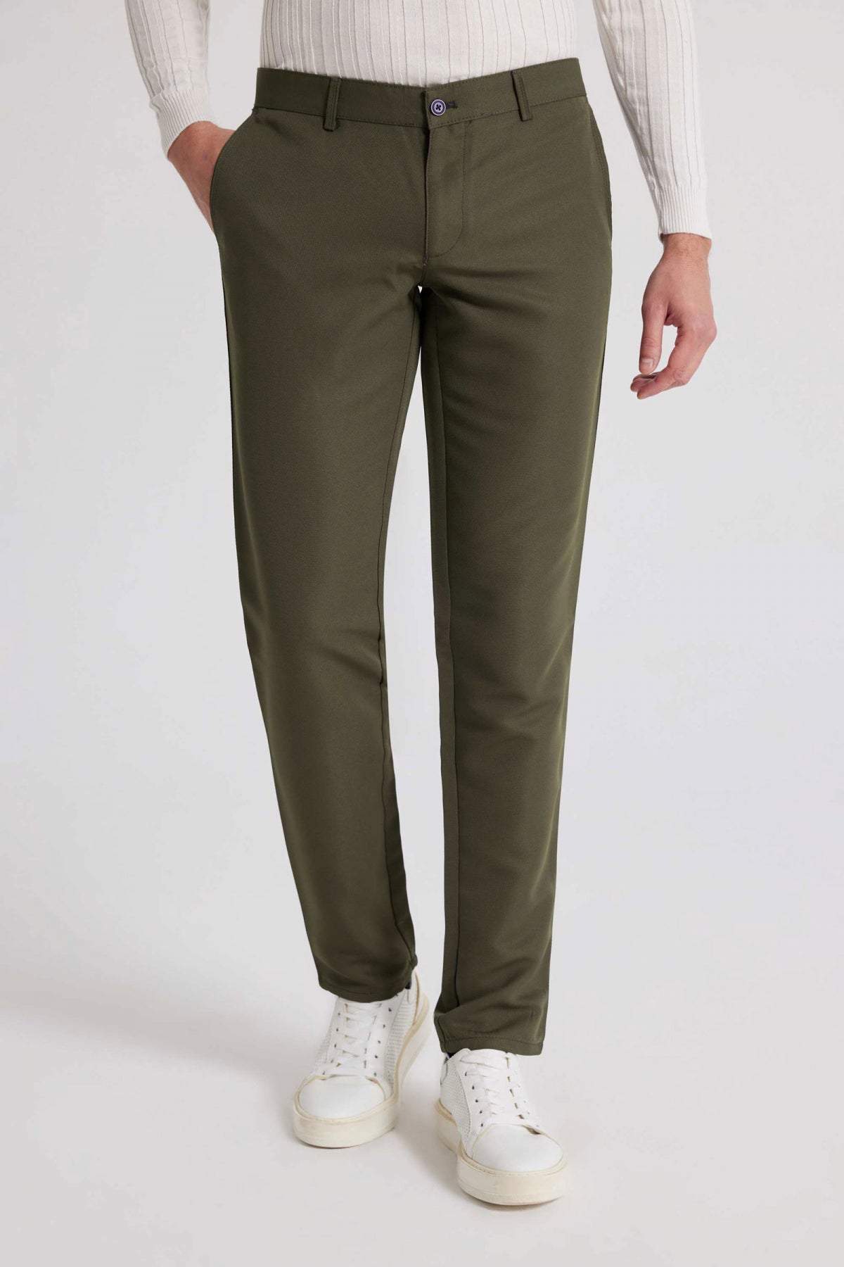 Ds Damat Slim Fit Textured Side Pocket Cotton Chino Pants  - Khaki
