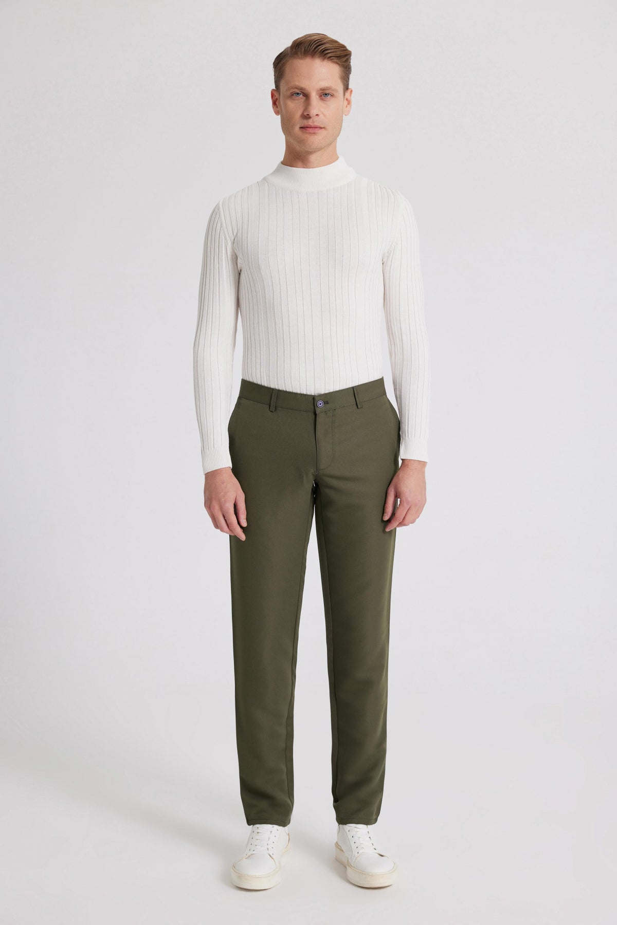 Ds Damat Slim Fit Textured Side Pocket Cotton Chino Pants  - Khaki