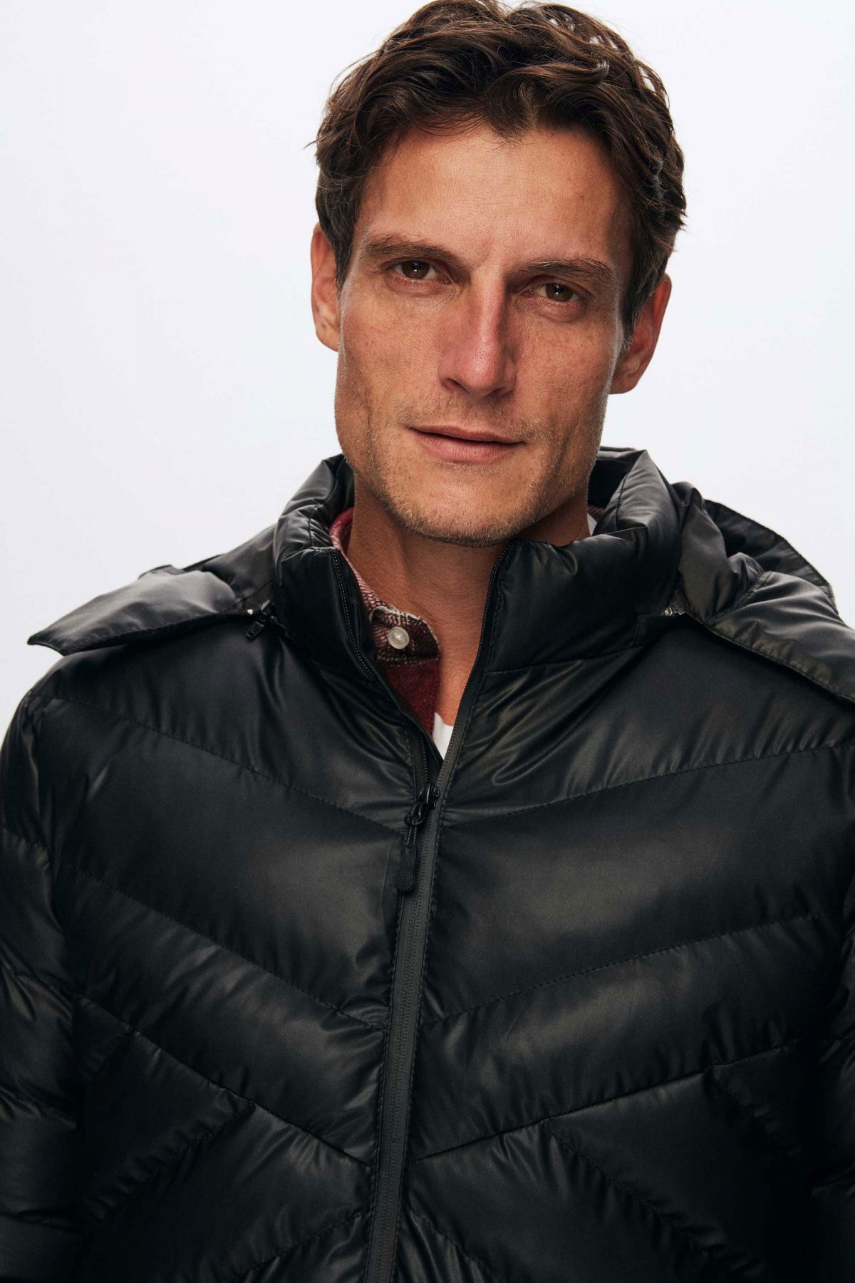 Ds Damat Slim Fit Water-Repellent Windproof Fiber-Filled Faux Leather Removable Hooded Jacket  - Black