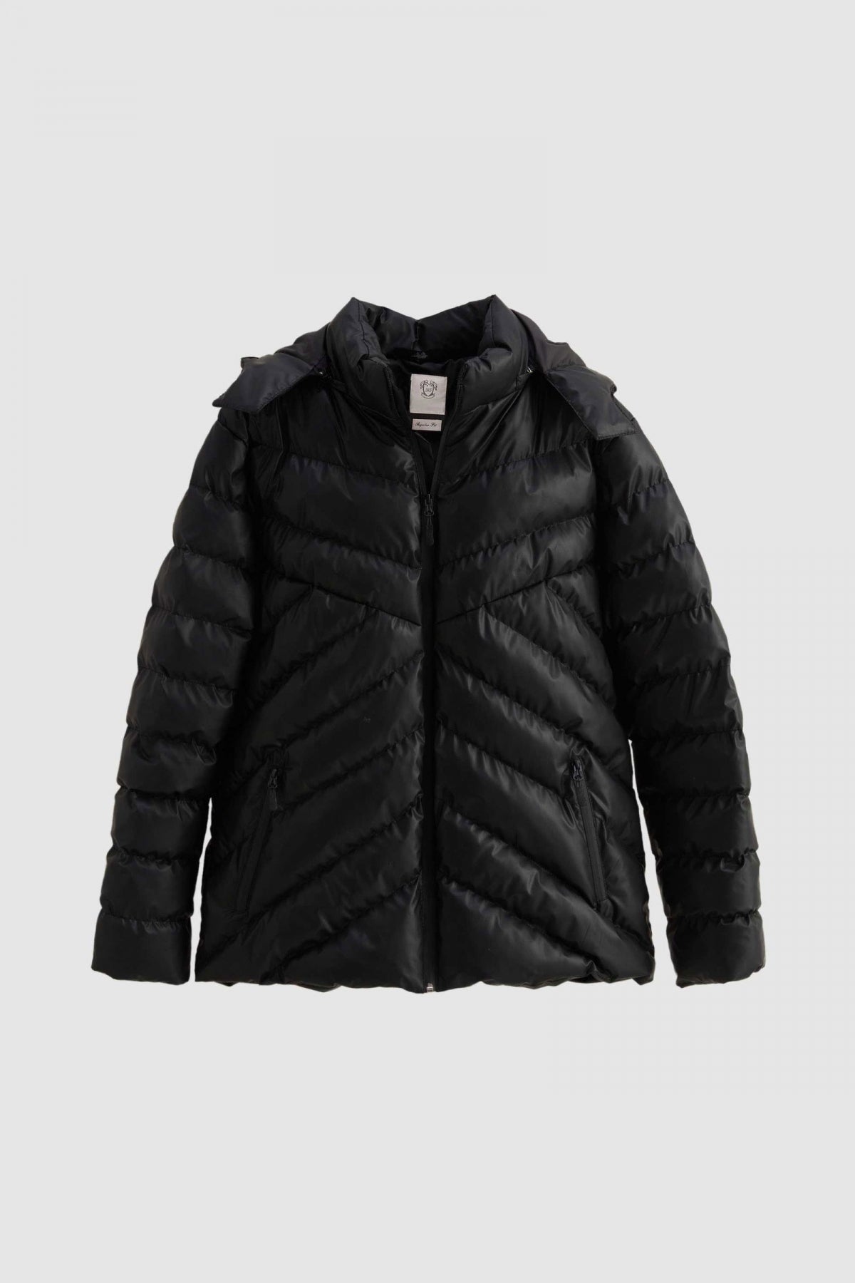 Ds Damat Slim Fit Water-Repellent Windproof Fiber-Filled Faux Leather Removable Hooded Jacket  - Black
