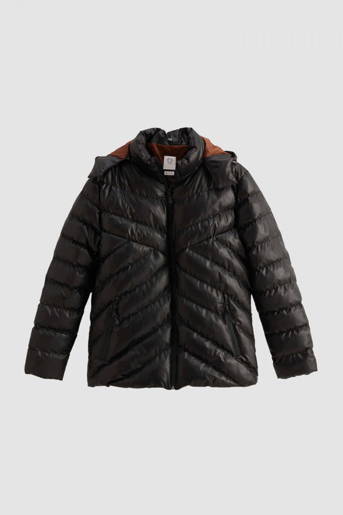 Ds Damat Slim Fit Water-Repellent Windproof Fiber-Filled Faux Leather Removable Hooded Jacket  - Brown