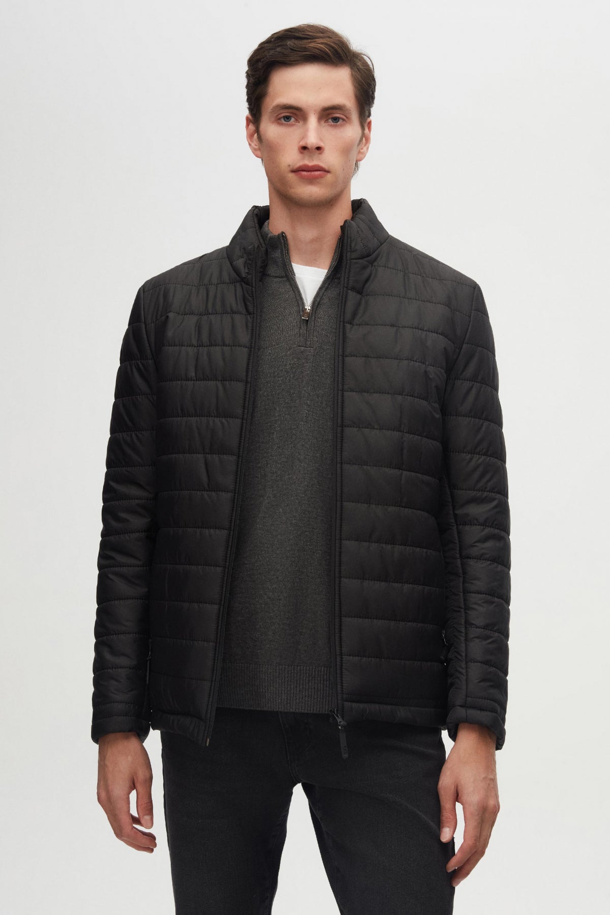 Ds Damat Slim Fit Windproof Fiber-Filled Puffer Jacket  - Black