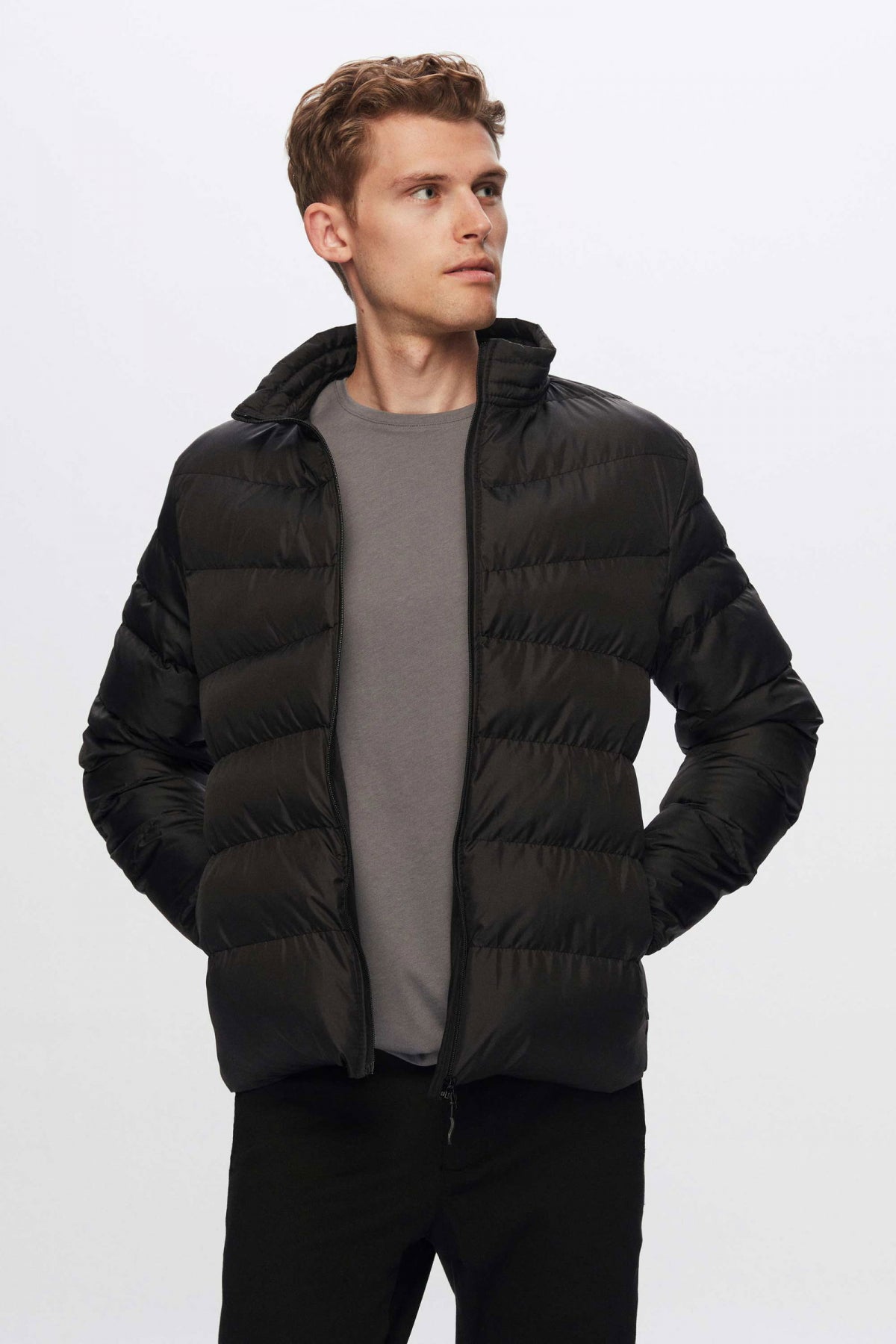 Ds Damat Slim Fit Windproof Fiber-Filled Puffer Jacket  - Black