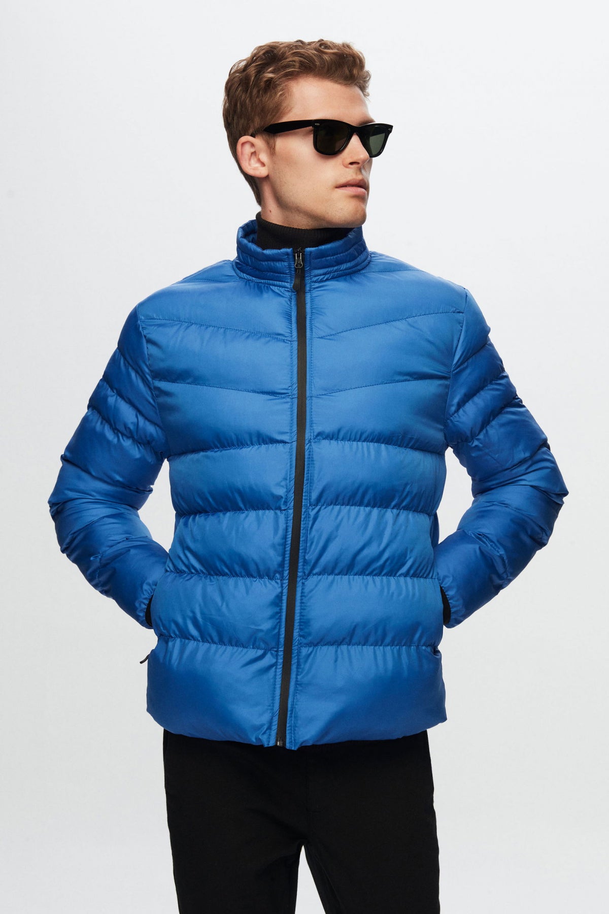 Ds Damat Slim Fit Windproof Fiber-Filled Puffer Jacket  - Blue