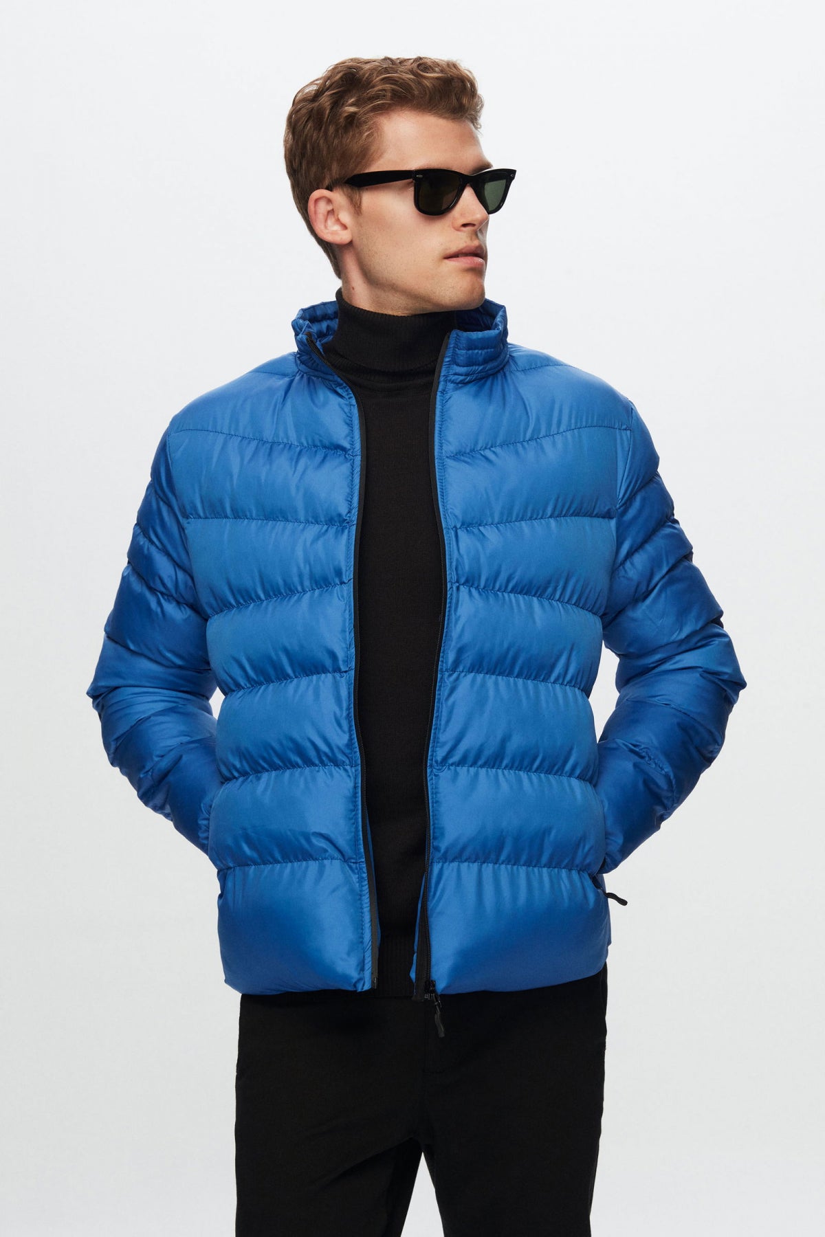 Ds Damat Slim Fit Windproof Fiber-Filled Puffer Jacket  - Blue