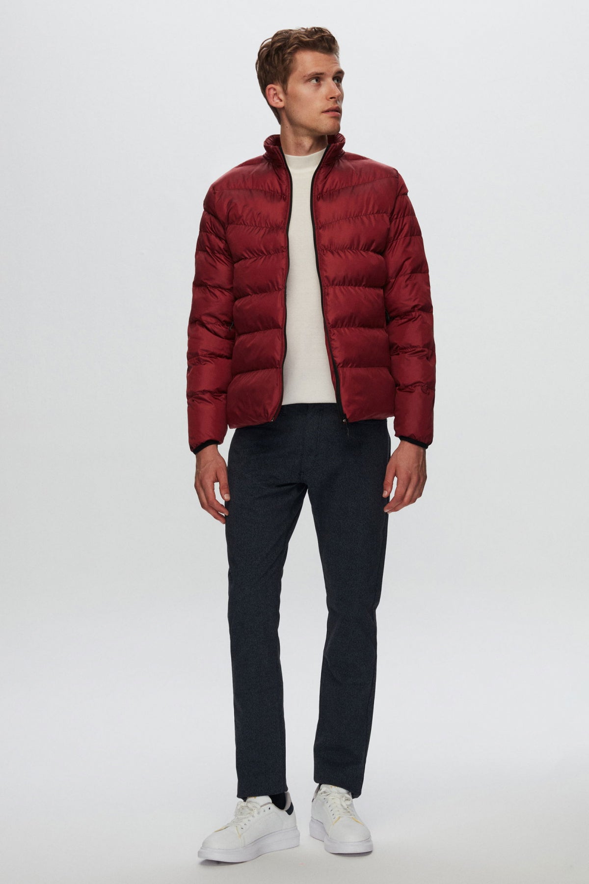 Ds Damat Slim Fit Windproof Fiber-Filled Puffer Jacket  - Burgundy