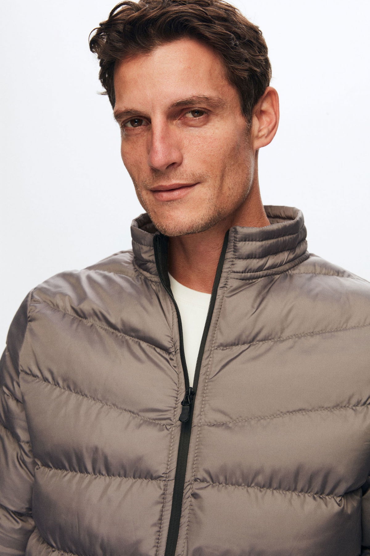 Ds Damat Slim Fit Windproof Fiber-Filled Puffer Jacket  - Gray