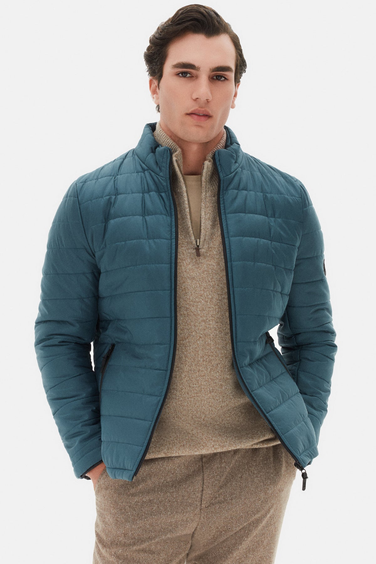 Ds Damat Slim Fit Windproof Fiber-Filled Puffer Jacket  - Green