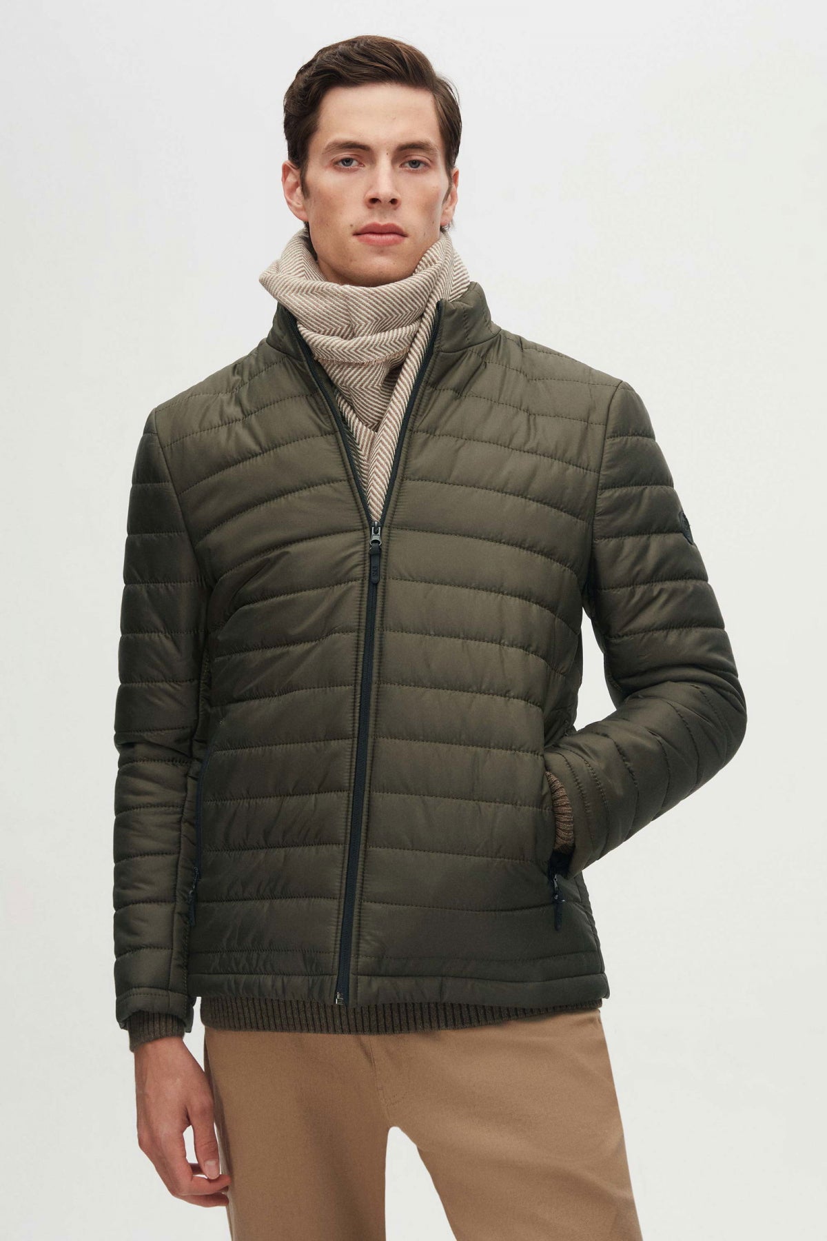 Ds Damat Slim Fit Windproof Fiber-Filled Puffer Jacket  - Khaki