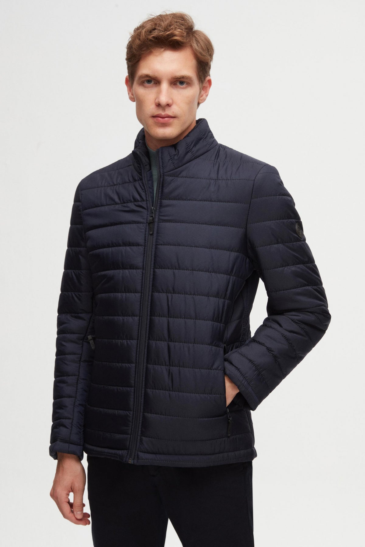 Ds Damat Slim Fit Windproof Fiber-Filled Puffer Jacket  - Navy Blue