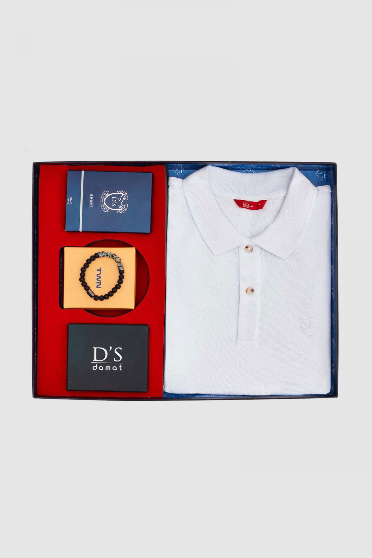 Ds Damat T-Shirt-Cardholder-Bracelet-Perfume Boxed Gift Set  - White