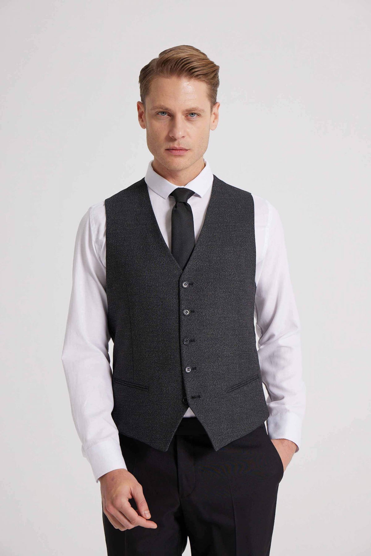 Ds Damat V-Neck Classic Men's Vest  - Anthracite