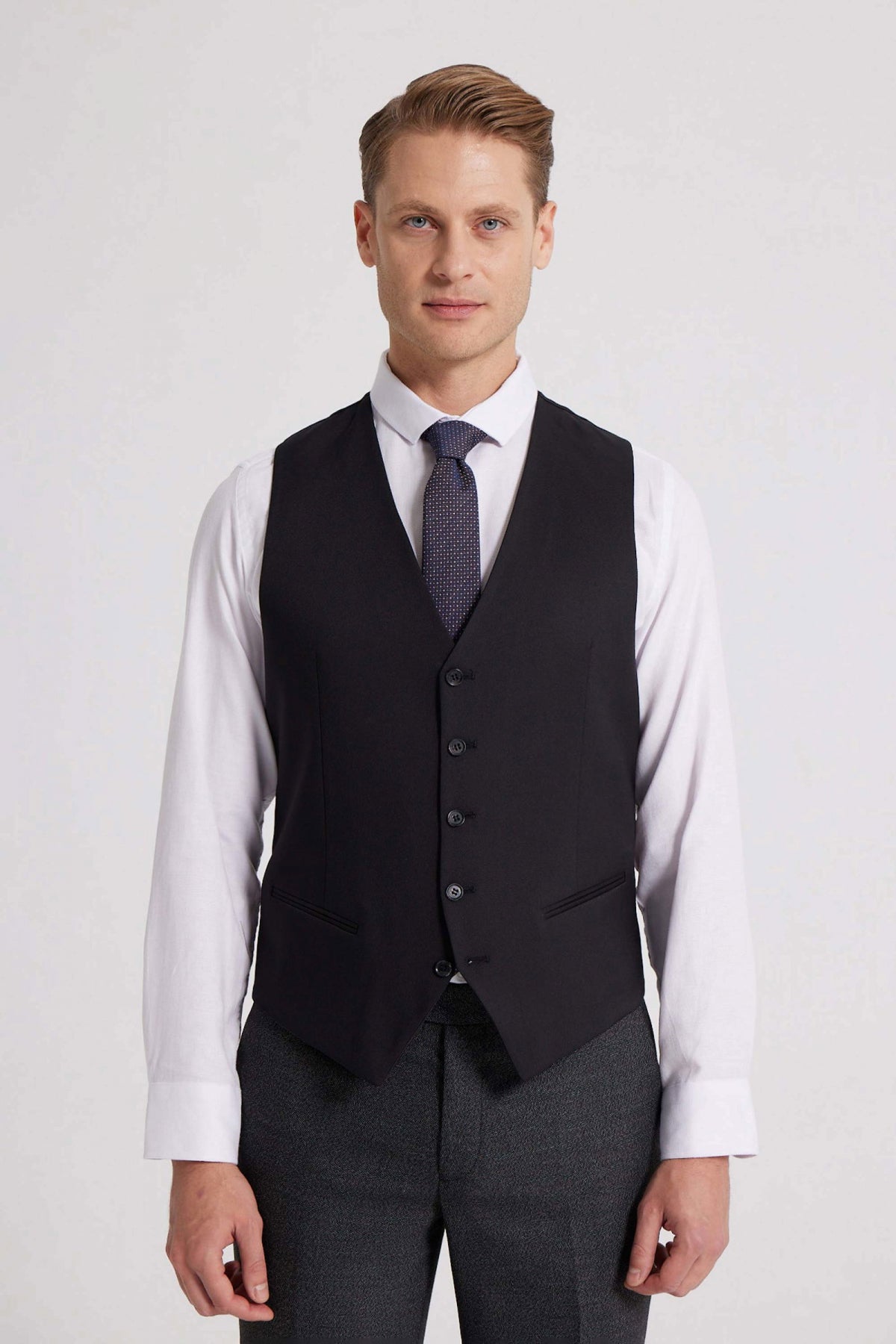 Ds Damat V-Neck Classic Men's Vest  - Black